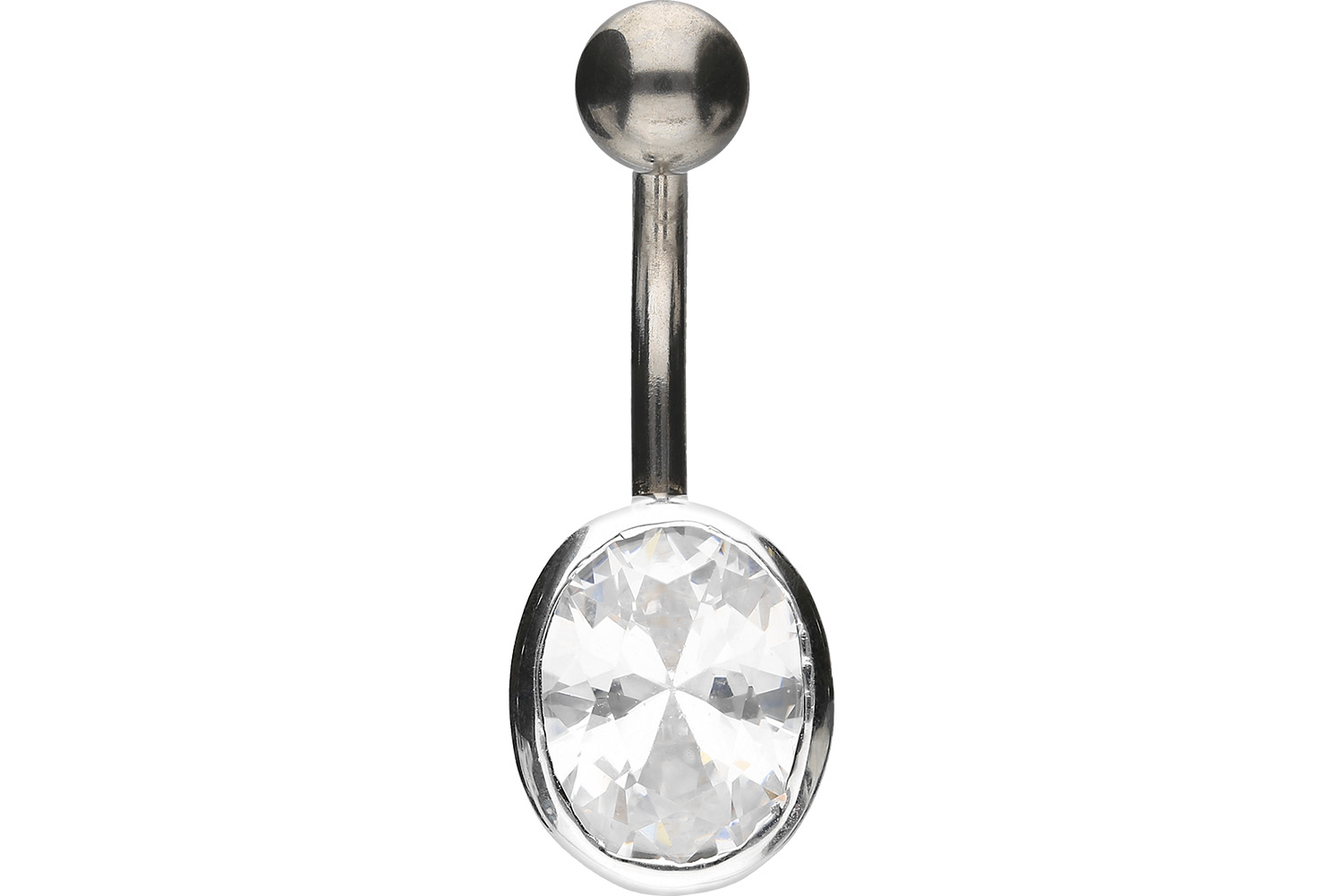 Titan Bananabell Piercing mit 925er Silber-Design GROSSER KRISTALL